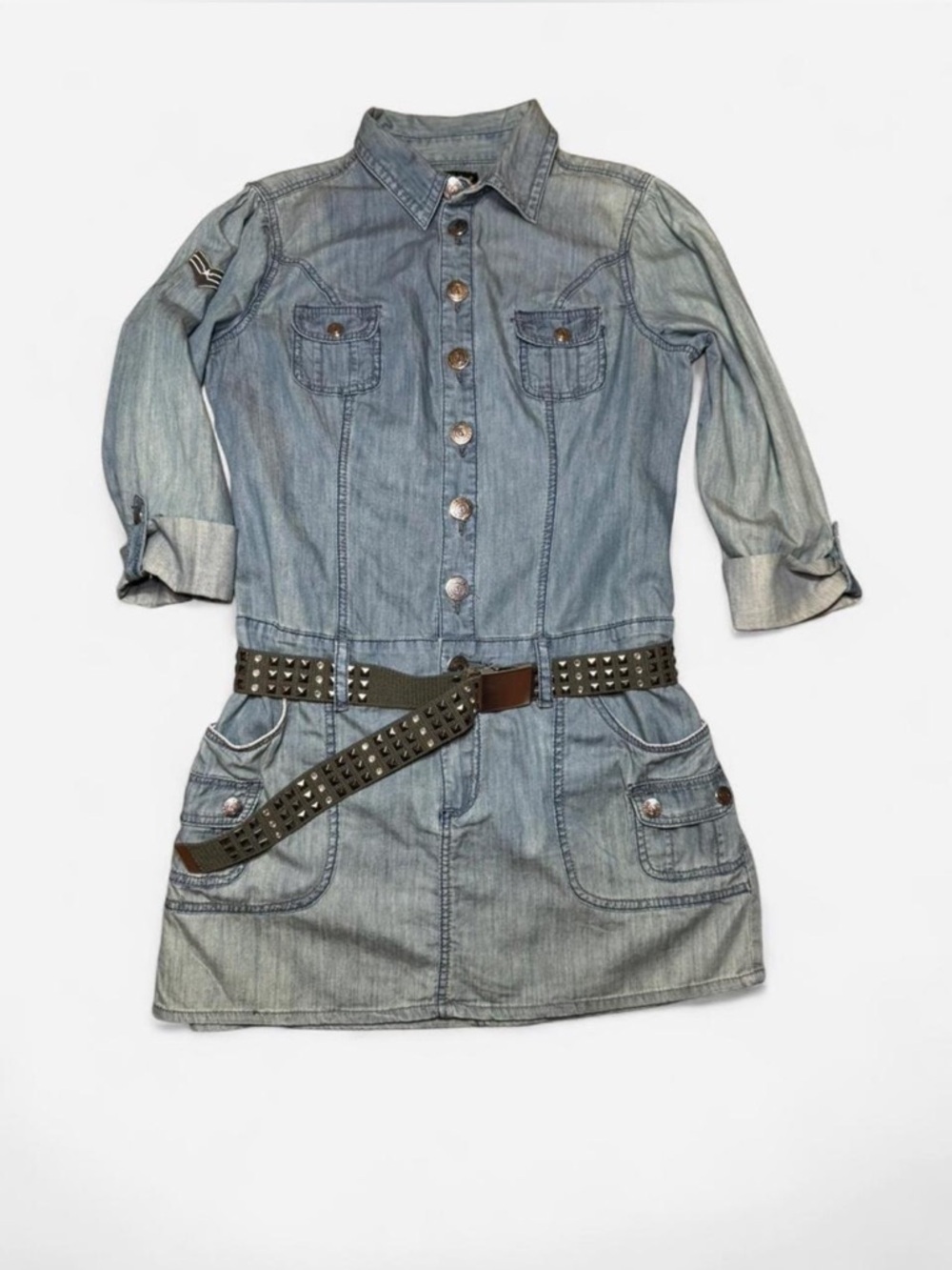 Y2K Baby Phat Light Blue Denim Shirt Dress